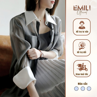 Áo sơ mi kiểu cổ bẻ Emili áo sơ mi dài tay chất tơ phong cách [A47]