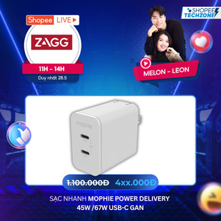 Sạc nhanh Mophie Power Delivery 45W/67W 2 USB-C GaN