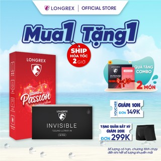 Bao cao su Longrex siêu mỏng nhiều gel 0.01, bcs ấm nóng combo 2 hộp
