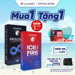 Bao cao su Longrex kéo dài thời gian siêu mỏng,bcs mát lạnh ấm nóng combo 2 hộp