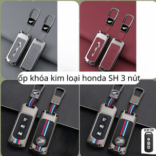 Ốp chìa khóa hợp kim cao cấp xe máy honda sh, sh mode pcx 3 nút mới - ốp khoá da bò luxury_autocar