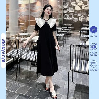Đầm váy bầu công sở cộc tay mùa hè dáng suông dài cổ sen bầu điệu đà chất mềm mát - váy bầu thời trang xinh freesizzzze