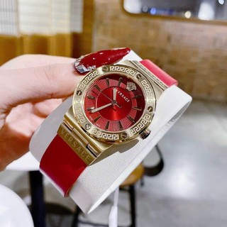 Đồng hồ nữ versace versace greca logo red tone nữ dây da size 38mm