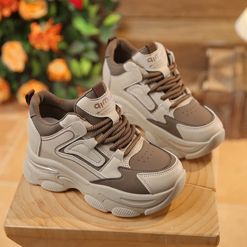 Giày Nữ Thể Thao Độn Đế Cao Cấp màu nâu đế cao 7cm