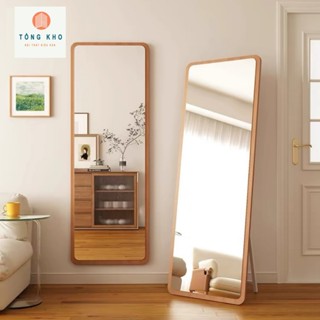 (FREESHIP) Gương đứng soi toàn thân viền gỗ có chân đỡ chắc chắn kích thước 60x160cm