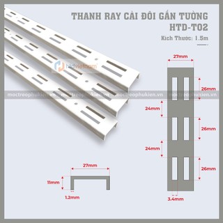 Thanh ray gắn tường đôi sơn tĩnh cài tấm lỗ HTD-T02