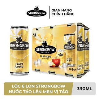 ĐỘ CỒN 4.5% - Lốc 6 lon nước táo lên men Strongbow Vị Táo Nguyên bản 330ml/lon