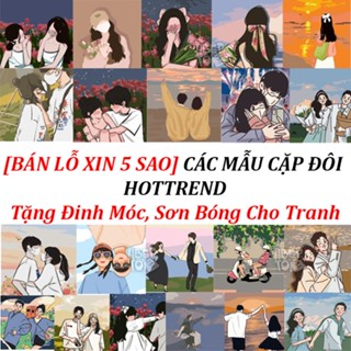   XẢ KHO - BÁN LỖ  Tranh sơn dầu số hóa KÈM KHUNG 20x20 cặp đôi theo yêu cầu phong cảnh anime phật giáo - Tranh Tô Màu 