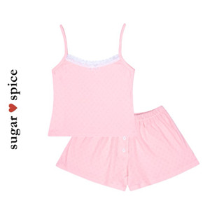 Đồ Ngủ Nữ Hai Dây Thun Đục Lỗ Phong Cách Coquette SUGAR SPICE - Sleep Set