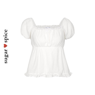 Áo BabyDoll Tay Phồng Phối Ren Đính Nơ Phong Cách Coquette SUGAR SPICE - Tiffany Top