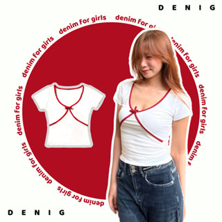  Áo thun baby tee cổ chữ V phối viền đỏ DENIG - JAYTEA T-SHIRT 