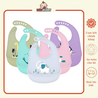Yếm ăn dặm silicone có máng siêu mềm cho bé ăn dặm giao màu ngẫu nhiên - Baby Mommy