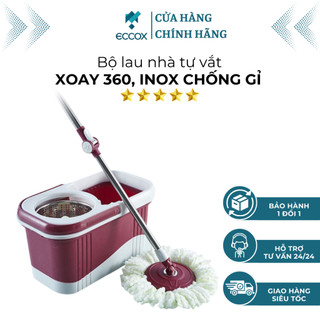 Bộ Lau Nhà Eccox Tự Vắt Thông Minh Thiết Kế Rồng Lượn Bền Bỉ Chắc Chắn Lồng Xoay Inox Chống Văng Nước Chống Gỉ Cao Cấp