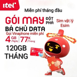 Sim 4g itel may77 data 120gb/tháng gọi vinaphone miễn phí