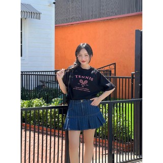  Mẫu mới 2024 Chân váy jeans nữ ngắn lưng cao form xòe xếp ly phối túi Lynne Skirt - Sibling House