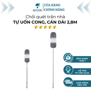 Chổi Quét Trần Nhà Cán Kéo Dài 2,8m, Chổi Lau Bụi Bẩn Trên Cao Tự Uốn Cong Lau Khu Vực Trên Cao Trong Nhà Eccox