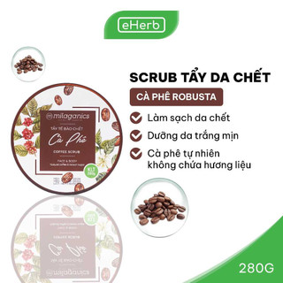 Tẩy Da Chết Body Mặt Cà Phê Trắng Da, Mờ Thâm MILAGANICS Scrub Coffee Whitening 280gr (Hũ)