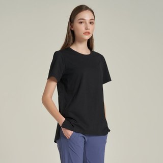 Áo thun cổ tròn form ngắn lệch tà
