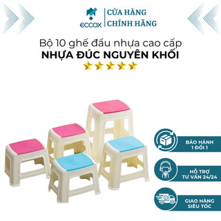 Bộ 10 ghế đôn nhựa cao cấp eccox, ghế đẩu nhựa đúc nguyên khối chất lượng dẻo dai chắc chắn và bền bỉ