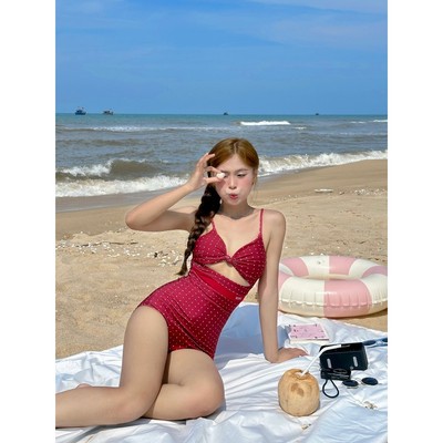 SOBIE Circle Sassy đồ bơi liền thân monokini màu đỏ