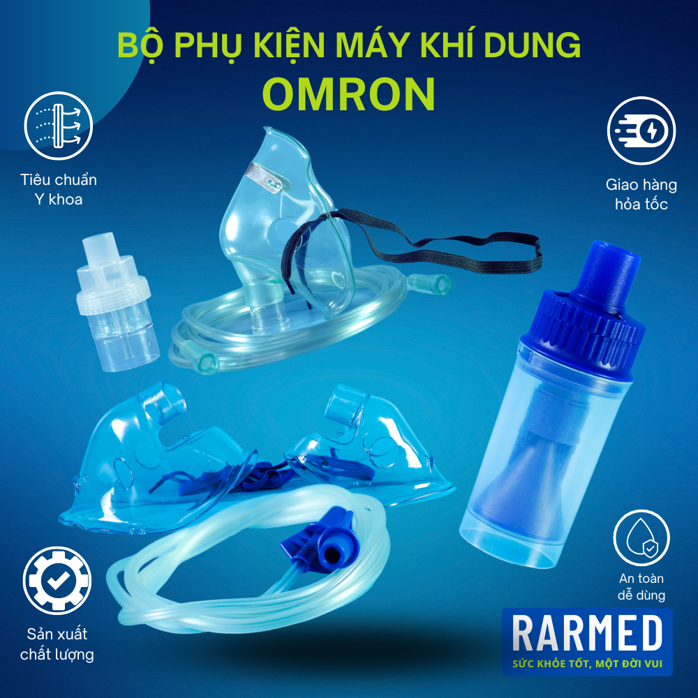 Bộ phụ kiện bầu xông khí dung máy xông khí dung Omron cốc khí dung mọi máy - Bầu xông + Mặt nạ + Dây