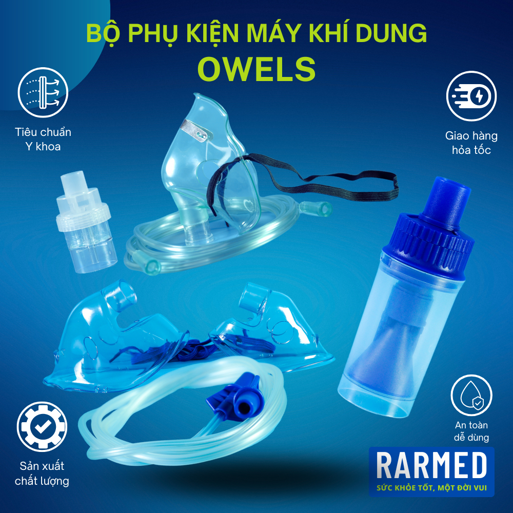 Bộ phụ kiện bầu xông khí dung máy xông khí dung Owgels cốc khí dung mọi máy - Bầu xông + Mặt nạ + Dâ