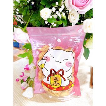 Túi zip mèo tài lộc đựng bánh quy, kẹo nougat set 10 túi (KT 18x24cm)