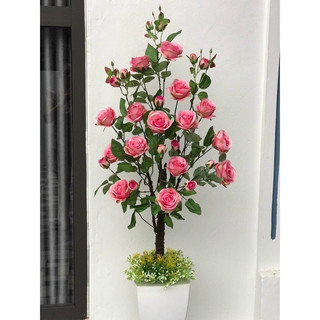 Cây hoa hồng tứ quý, cây nhân tạo 105cm, cây giả cao cấp, cây hoa lụa,