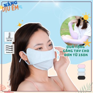 (quà tặng cho khách) Khẩu trang vải mỏng chất lụa băng mát lạnh mềm mịn màu trơn pastel