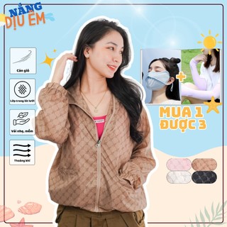 Áo khoác gió khoác dù nhẹ thời trang nữ 2 lớp hoạ tiết chữ B