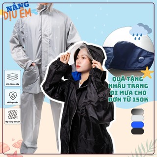 Bộ quần áo mưa thời trang cao cấp cho nam nữ chất vải dù siêu bền không thấm nước sợi polyester 2 lớp công nghệ Nhật Bản