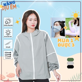Áo khoác dù gió chống nắng chống nước màu basic có viền chống tia UV UPF 50+ áo gió unisex thời trang