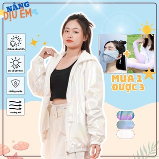 Áo khoác chống nắng chống mưa ngăn tia UV UPF 50+ áo gió dù đi nắng đi mưa unisex nam nữ hologram 1 lớp