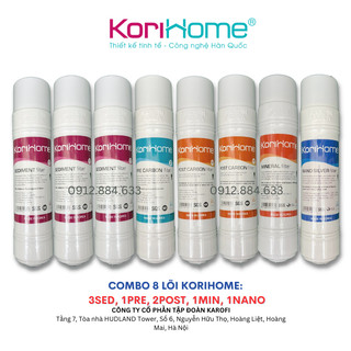 Combo 8 lõi lọc nước korihome hàn quốc gồm 3 sed 1 pre 2 post 1 min 1 nano dùng cho máy k93 hàng chính hãng