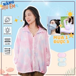 Áo khoác chống nắng chống UV UPF 50+ áo gió khoác dù unisex vải lụa mềm màu độc đáo loang màu nam nữ
