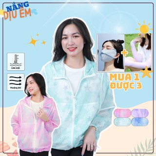Áo khoác mỏng nhẹ xanh mint lót lưới hoạ tiết ngôi sao màu loang có viền thời trang unisex