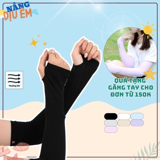 Găng tay chống nắng chống tia cực tím UV trơn chất lụa băng lạnh bao tay unisex xỏ ngón