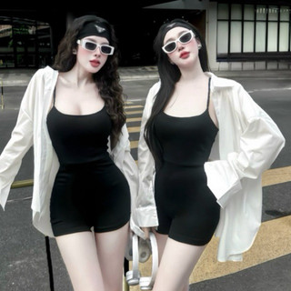Đầm body ngắn 2 dây nữ kèm áo sơ mi trắng hàng chuẩn DM