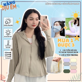 (Mẫu mới có túi trong, dài 58 cm) Áo chống nắng dáng ngắn thun mát lạnh chống tia UV UPF 50+ áo cánh dơi freesize 80kg