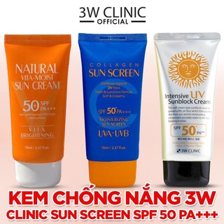Kem chống nắng 3W Clinic Intensive UV Sunblock Cream SPF 50 Pa+++ dùng được cho mặt và body 70ml NCC Mr Dũng - lesidung