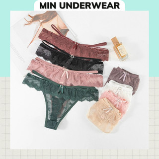  Quần Lót Nữ Lọt Khe Ren Bèo Đính Nơ Sexy Quyến Rũ Mềm Mịn Min Underwear 480200 