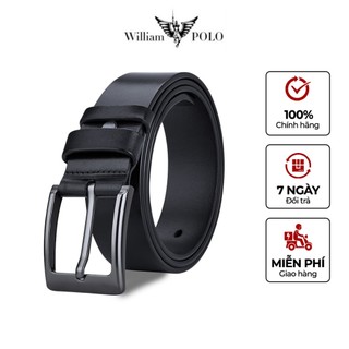 Thắt lưng nam da bò cao cấp dùng khóa gài williampolo polo22392 full hộp và túi xách