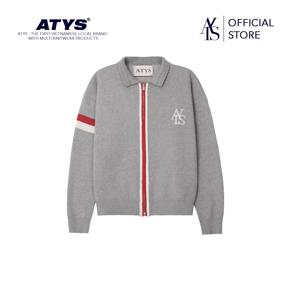 Áo ATYS® TRI-COLOR ZIPPED KNIT COTTON BLOUSON JACKET (XÁM)