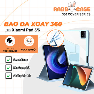  Bao da cho Xiaomi Pad 5 6 7 8 SE xoay 360 độ mặt lưng trong suốt có khay đựng bút đóng mở bật tắt màn hình thông minh 