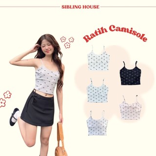  Phong cách hàn quốc Áo hai dây form croptop họa tiết nơ kiểu dáng đơn giản Ratih Camisole - Sibling