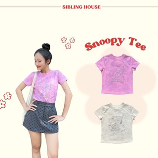  Áo thun babytee nữ tay ngắn cổ tròn form ngắn in hình Snoopy Tee - Sibling House