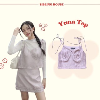  Mẫu mới mùa hè 2024 Áo hai dây thắt nơ nữ form ngắn cổ tim dễ thương Yuna Top - Sibling House