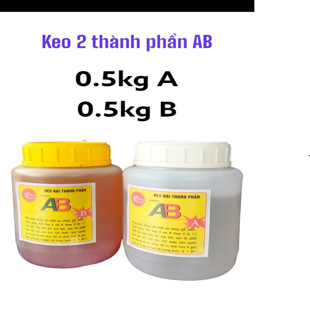KEO DÁN GỖ 2 THÀNH PHẦN  EPOXY BỘ 1KG ( 0.5KG A : 0.5 KG B)