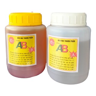 KEO DÁN GỖ 2 THÀNH PHẦN  EPOXY BỘ 1KG ( 0.5KG A : 0.5 KG B)