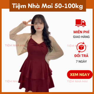 Váy hai dây bigsize,đầm bigsize hai dây dáng xòe hai tầng phong cách nhẹ nhàng tiểu thư